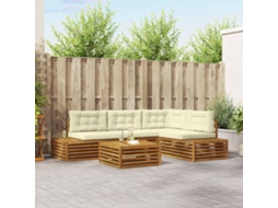 Vidaxl Conjunto De Sofás Para Exterior 5 Peça Natural E Creme