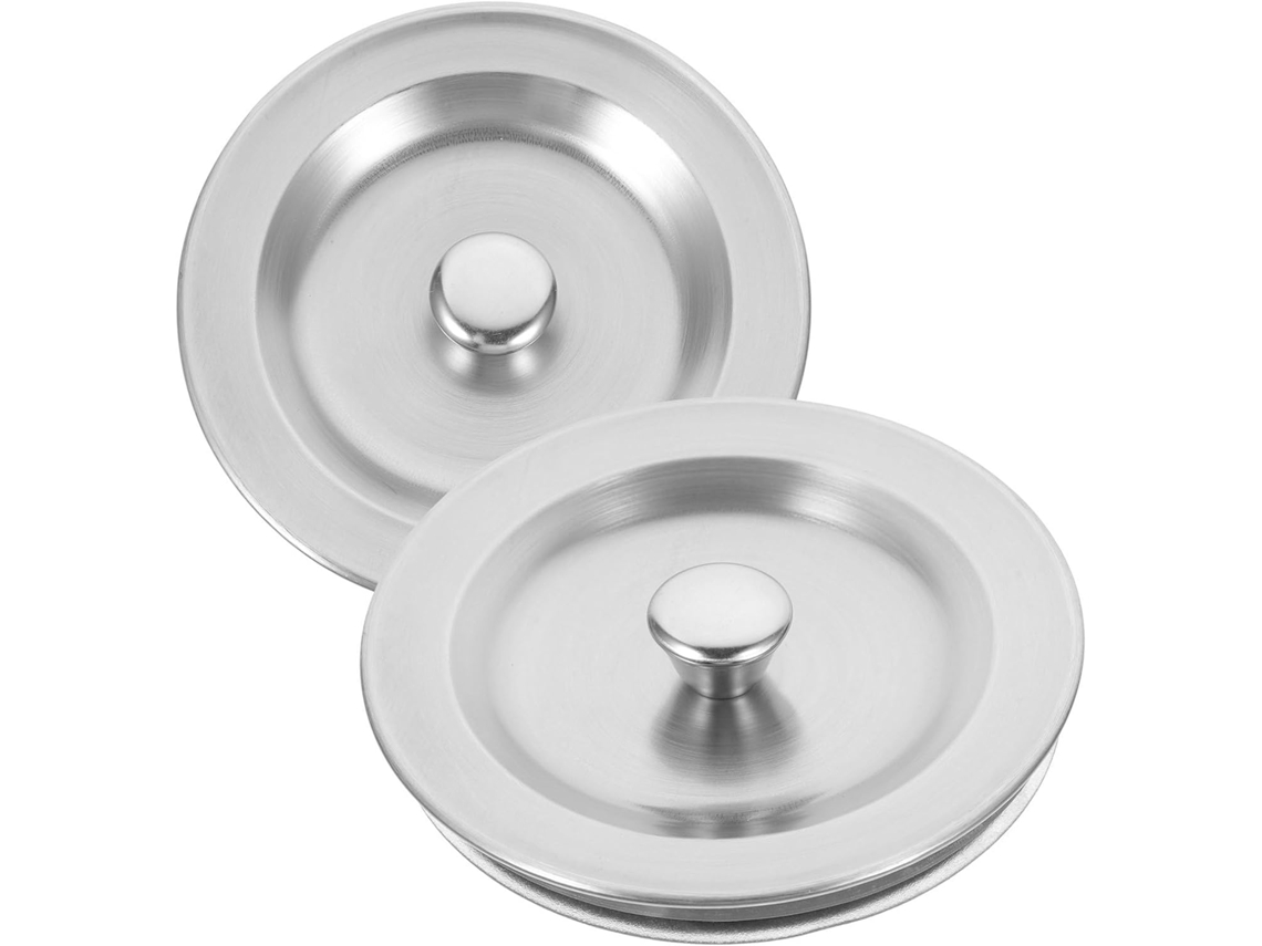 Conjunto De 2 Tampões Ralo Em Aço Inoxidável Com Anel Silicone, Para