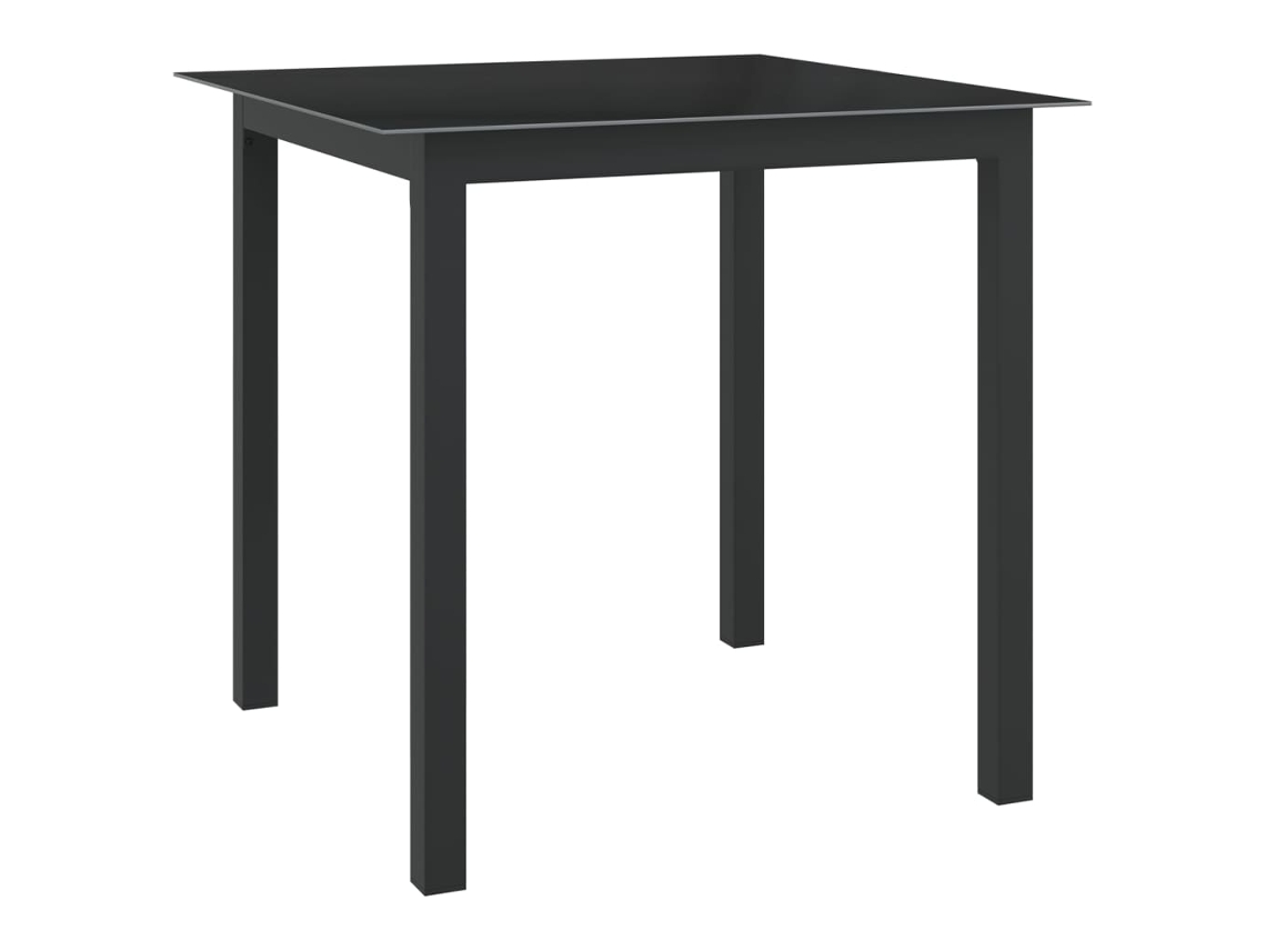 Vidaxl Mesa De Jardim Em Alumínio E Vidro 80x80x74 Cm Preto