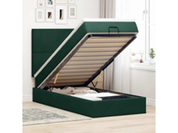 Vidaxl Estrutura De Cama Otomana Colchões 90x200cm Veludo Verde Escuro
