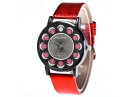 Reloj De Cuarzo De Pareja Unisex Con Correa De Cuero Pu Zhoulianfa (rojo)