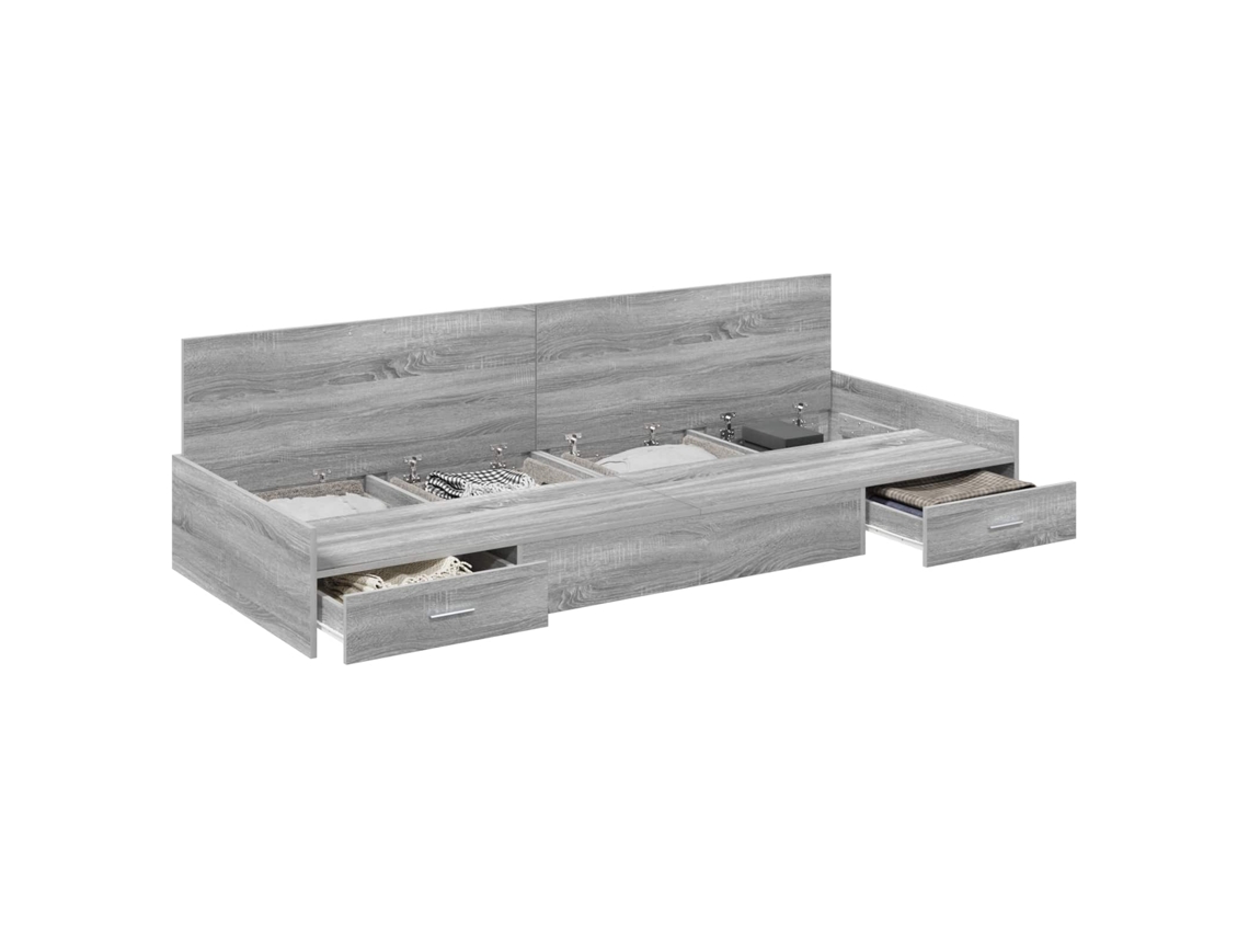 Estrutura da Cama Cinza Sonoma em Madeira Processada 70x190 cm MAISON EXCLUSIVE