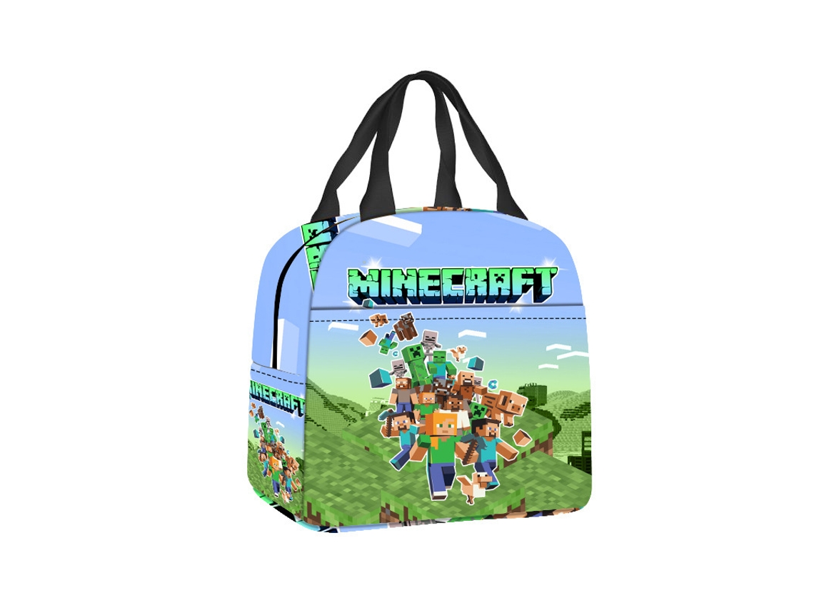Lancheira Minecraft para estudantes e crianças, Lancheira portátil para campus, Recipiente térmico para alimentos YFL Aquaforge
