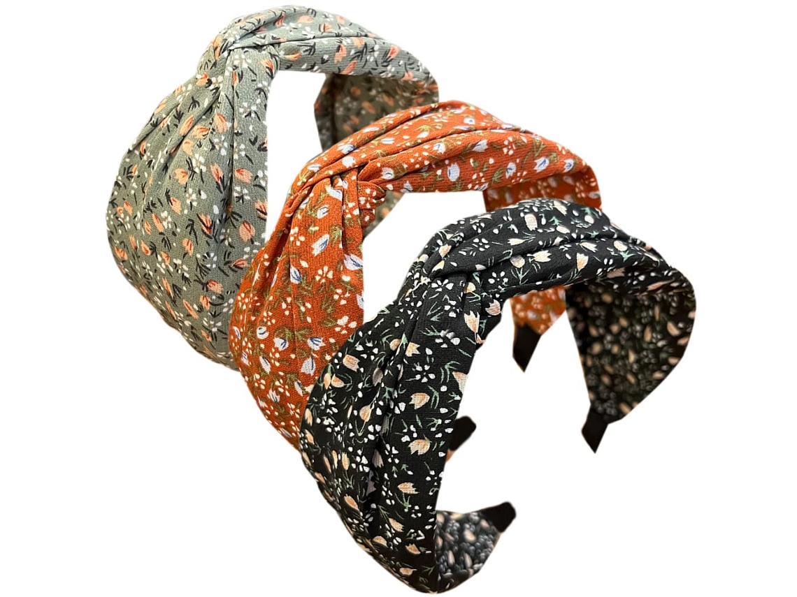 Conjunto de 3 faixas de cabelo com estampas variadas e nó, moda adulta ZYBLSSBB
