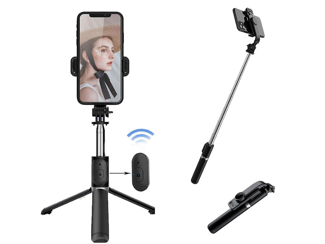 Tripé Para Bastão De Selfie, Suporte Portátil Extensível 3 Em 1 De Aço Inoxidável Para Telefone Com Fio Removível