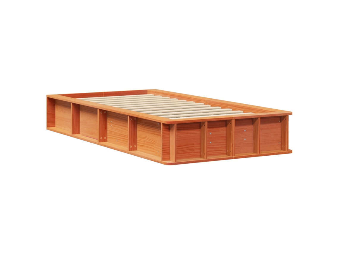 Conjunto 1 Estrutura Da Cama Vidaxl Castanho Madeira De Pinho Maciça (80 X 200 Cm)