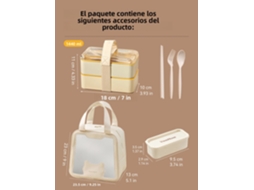 Lancheira de Dupla Camada com Talheres e Tampa À Prova de Vazamentos Própria para Micro ondas, Feita de Plástico Ecológico. MDUG (conjunto Amarelo)