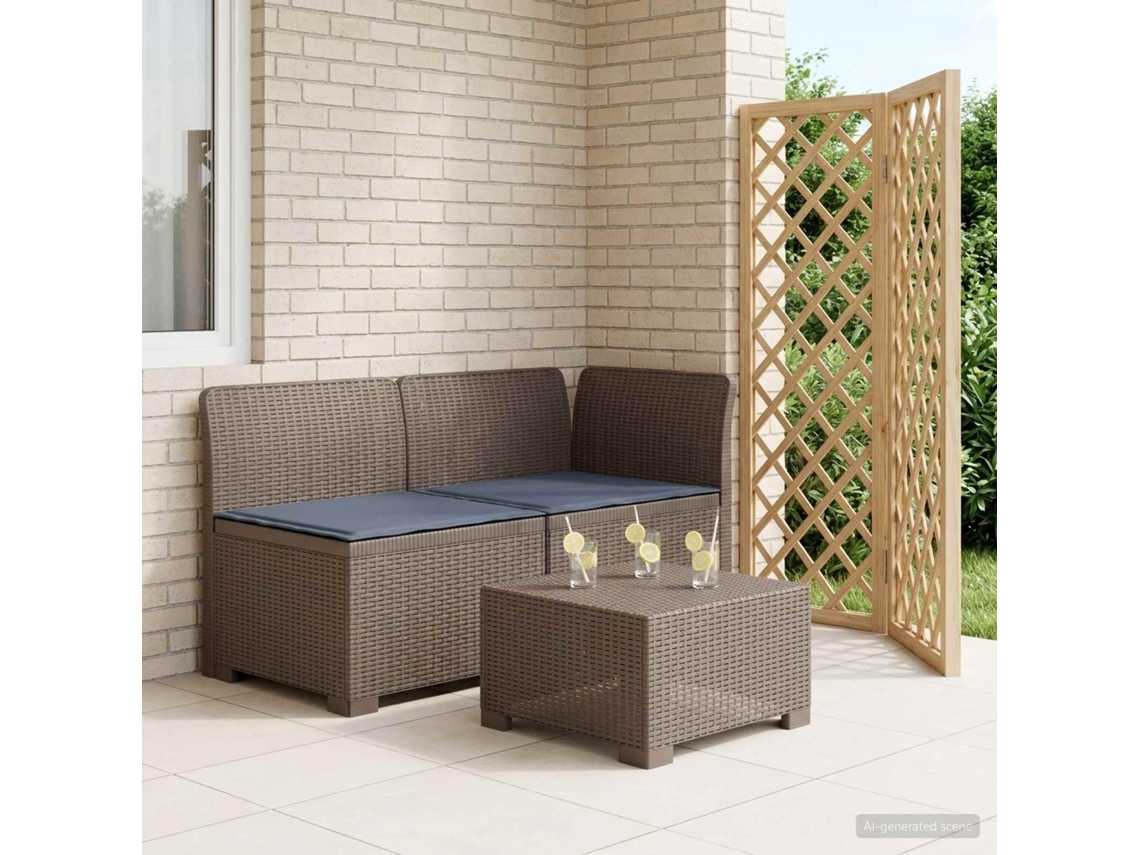 Vidaxl Sofá De Jardim 2 Lugares Com Almofadas Look Rattan Pp