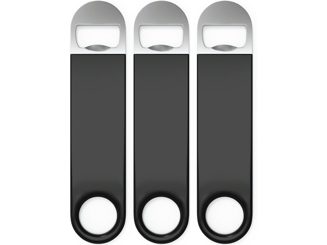 Abridores de garrafas Nova Line de aço inox 3 unidades preto prova de bartender