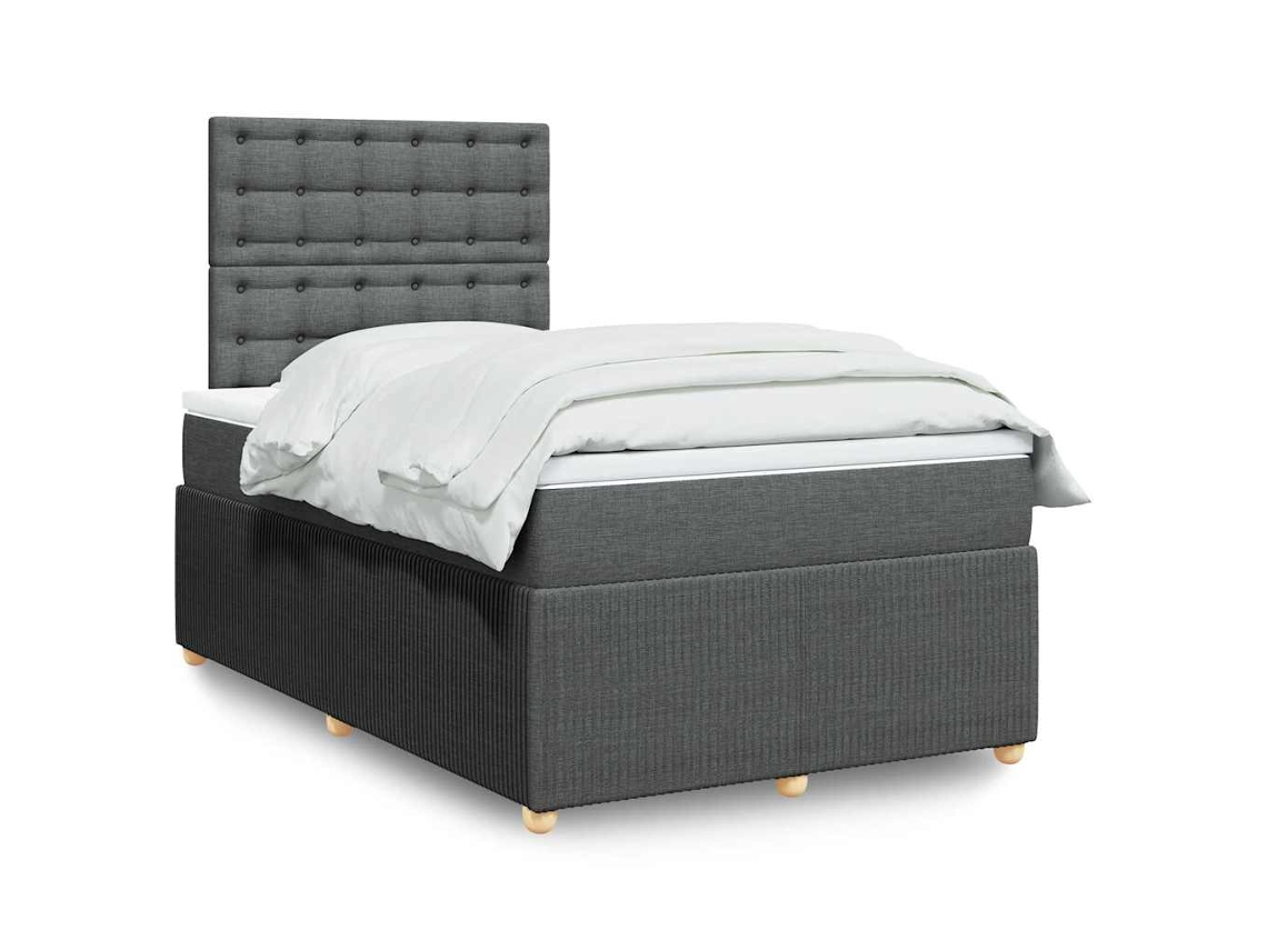 Vidaxl Cama Com Molas/colchão 120x200 Cm Tecido Cinzento-escuro
