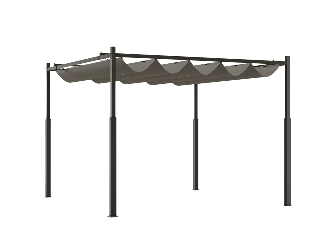 Pérgola de Jardim 3m com Teto Retrátil, Proteção Solar UPF30+, Cinza SINI TECH STORE