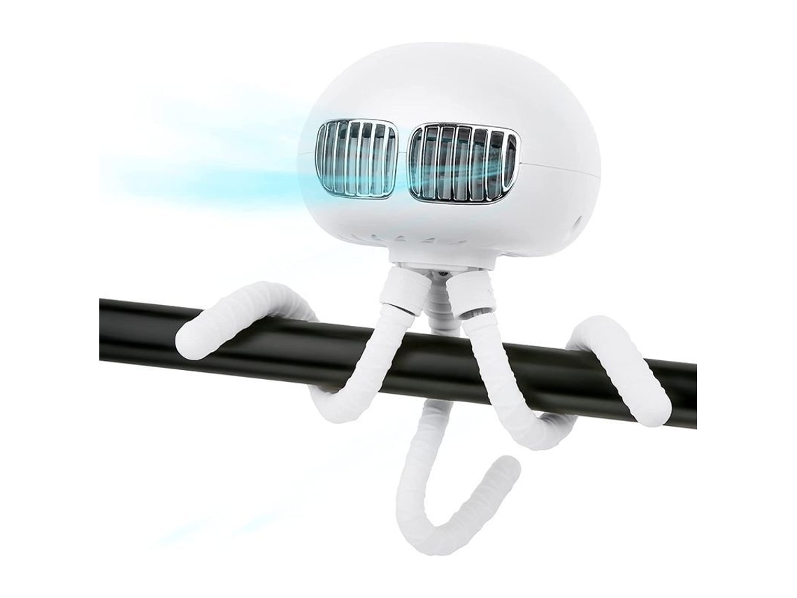 Ventilador Sem Lâmina com Tripé Flexível, USB, 3 Velocidades, Branco