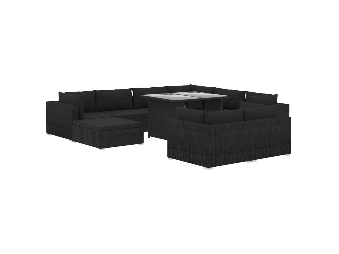 Garden Lounge Set, Garden Lounge Sets Vidaxl Preto Rattan / Vime (n/a)