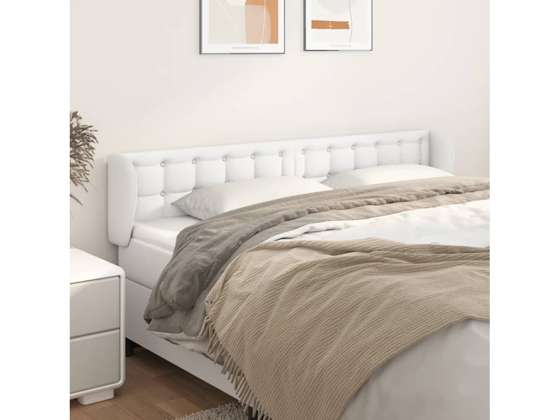 Cabecero con Alas de Piel Sintética 203x23x78/88cm Blanco