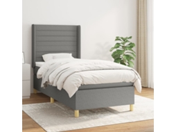 Vidaxl Cama Com Molas/colchão 90x200 Cm Tecido Cinzento-escuro