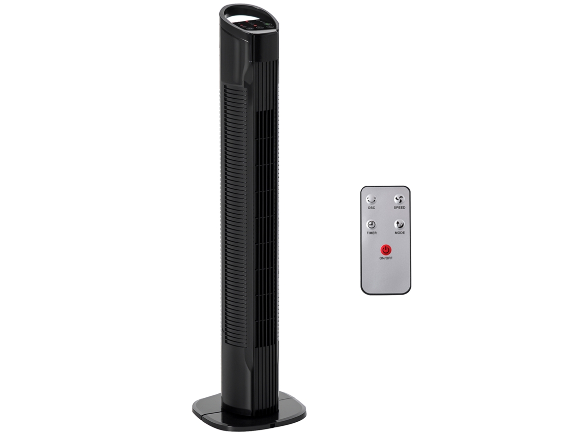 Ventilador de Torre com Controle Remoto de 5m, Oscilação de 70°, 3 Funções e 3 Velocidades, Nero ZENCORE SERVICES
