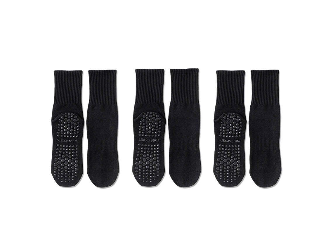 Meias de Ioga, 3 Pares, Antiderrapantes, Cores Branca AQUAFORGE