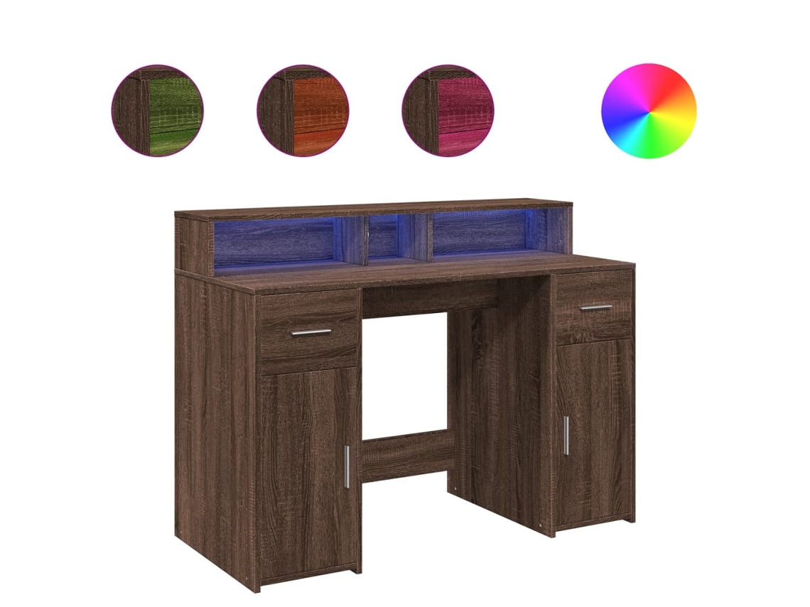 Desk, Desks Vidaxl Marrom Madeira Processada (120 X 55 X 91 Cm)