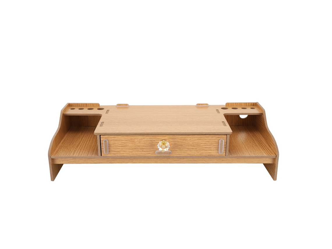 Suporte De Monitor Em Madeira (armazenamento Para Mesa De Escritório Com Gaveta Grande)