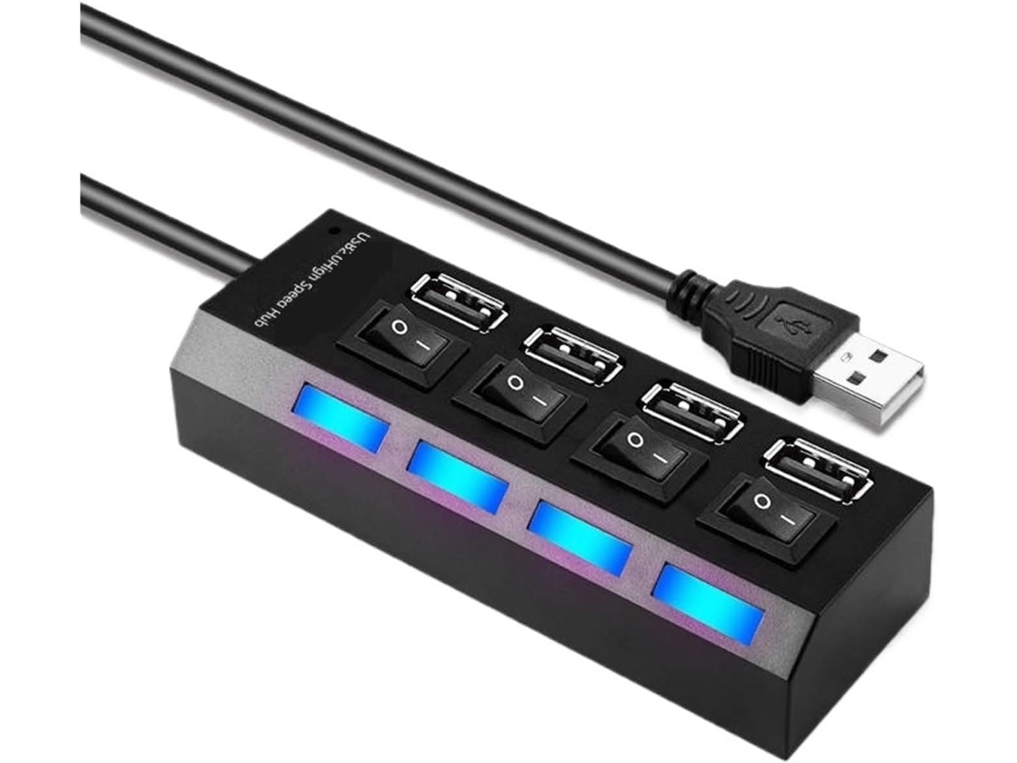 Hub Usb 2.0/3.0 Com 4 Ou 7 Portas E Adaptador De Energia Para