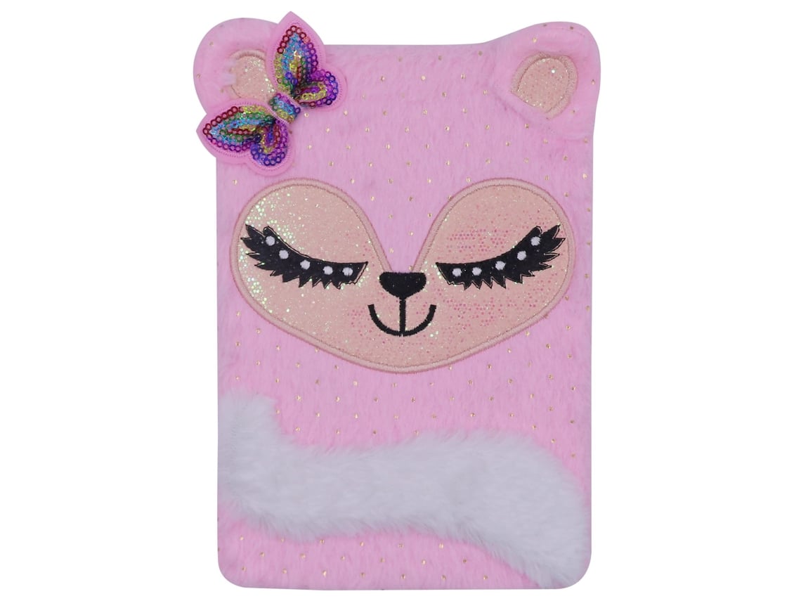 Caderno de Pelúcia Fofo com Laço Brilhante, Caderno Infantil de Desenho e Escrita com Páginas Pautadas, Ideal para Meninas BRILVIBERA
