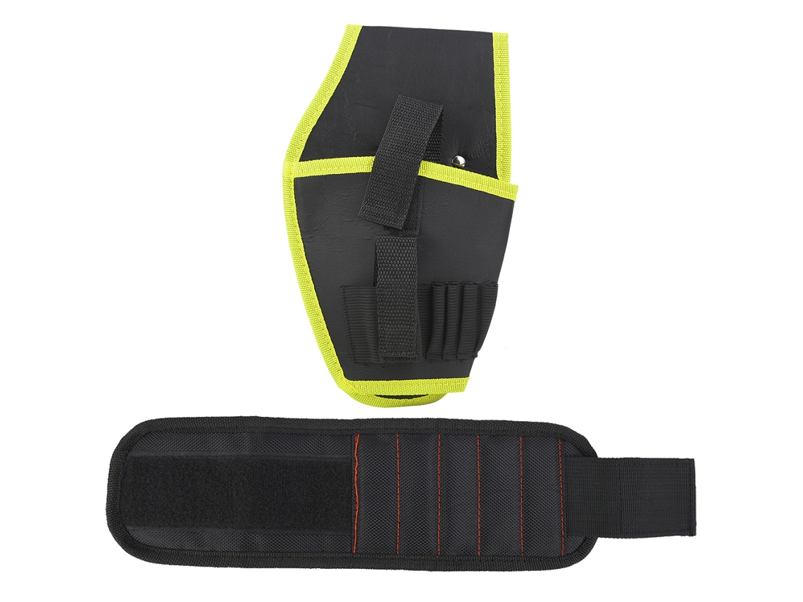 Bolsa De Cintura Para Taladro Eléctrico + Pulsera Magnética Para Almacenar Parafusos E Chaves (amarelo)