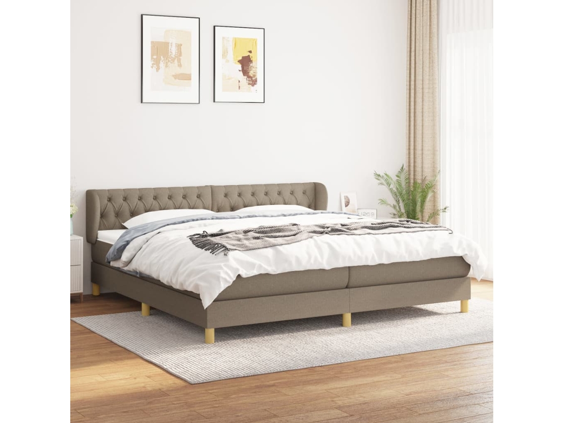 Vidaxl Cama Com Molas/colchão 200x200 Cm Tecido Castanho-acinzentado