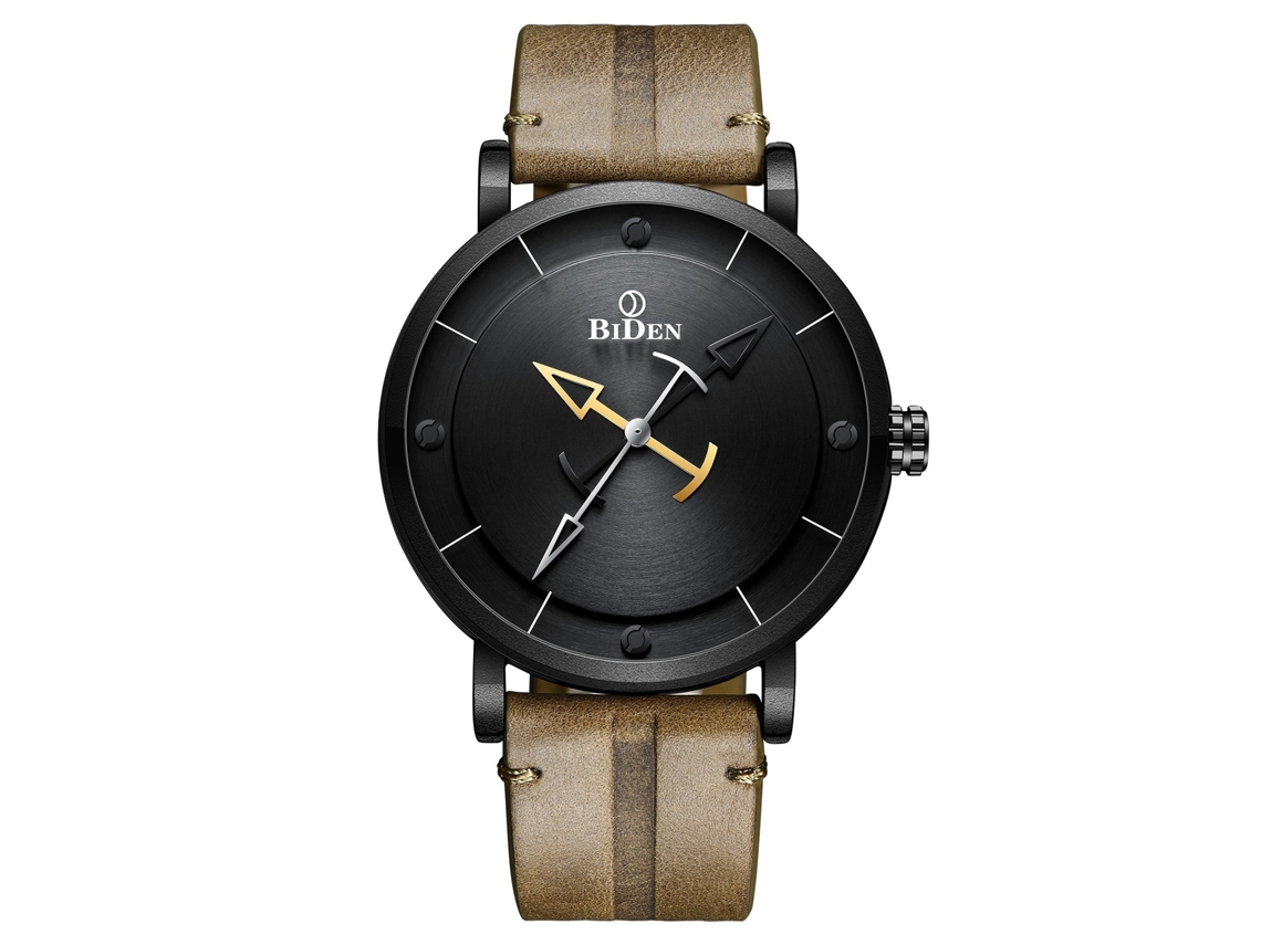 Relógio Masculino de Quartzo com Pulseira de Couro Preta Estilo Esportivo MDUG