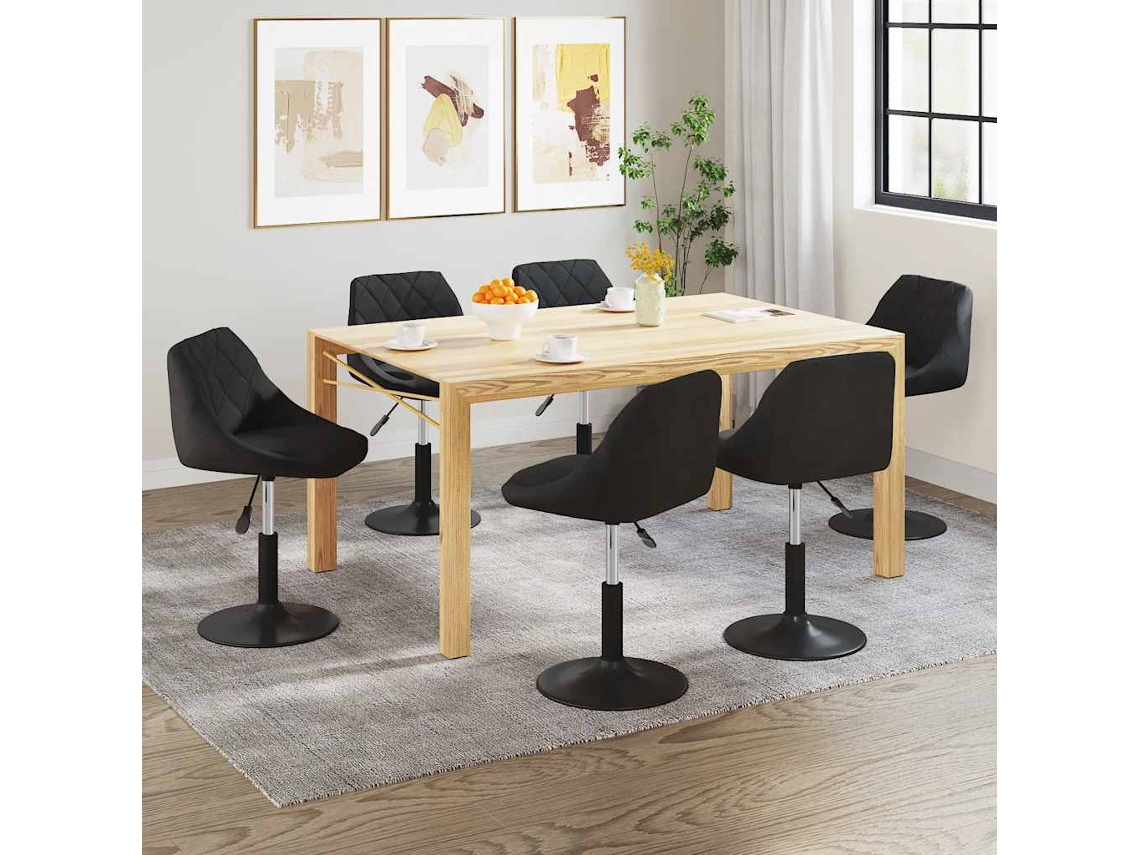 Vidaxl Cadeiras De Jantar Giratórias 6 Pcs Veludo Preto