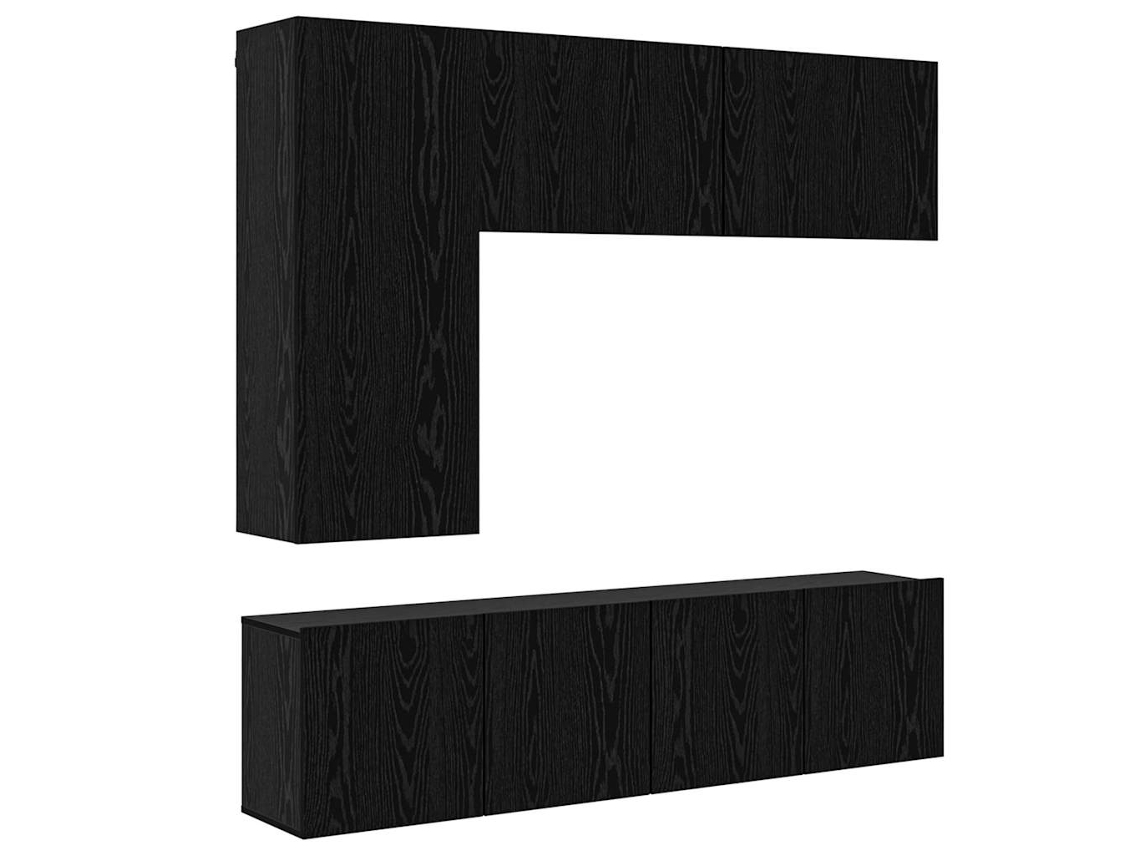 Conjunto de 5 painéis de parede para TV em Carvalho Preto MAISON EXCLUSIVE