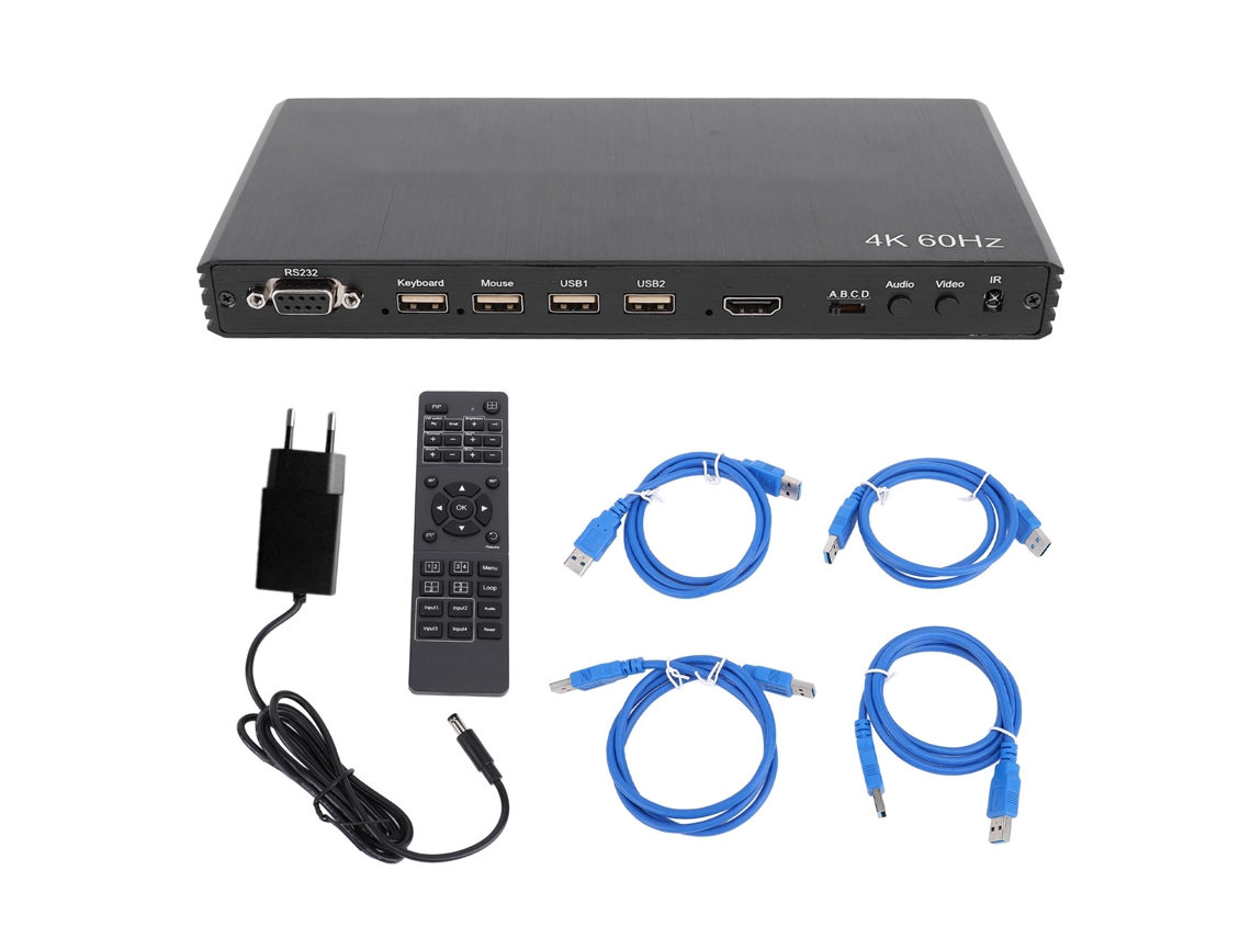 Switcher Hdmi Multi view EOOCOO (4k60hz 4x1 com Kvm Pip)