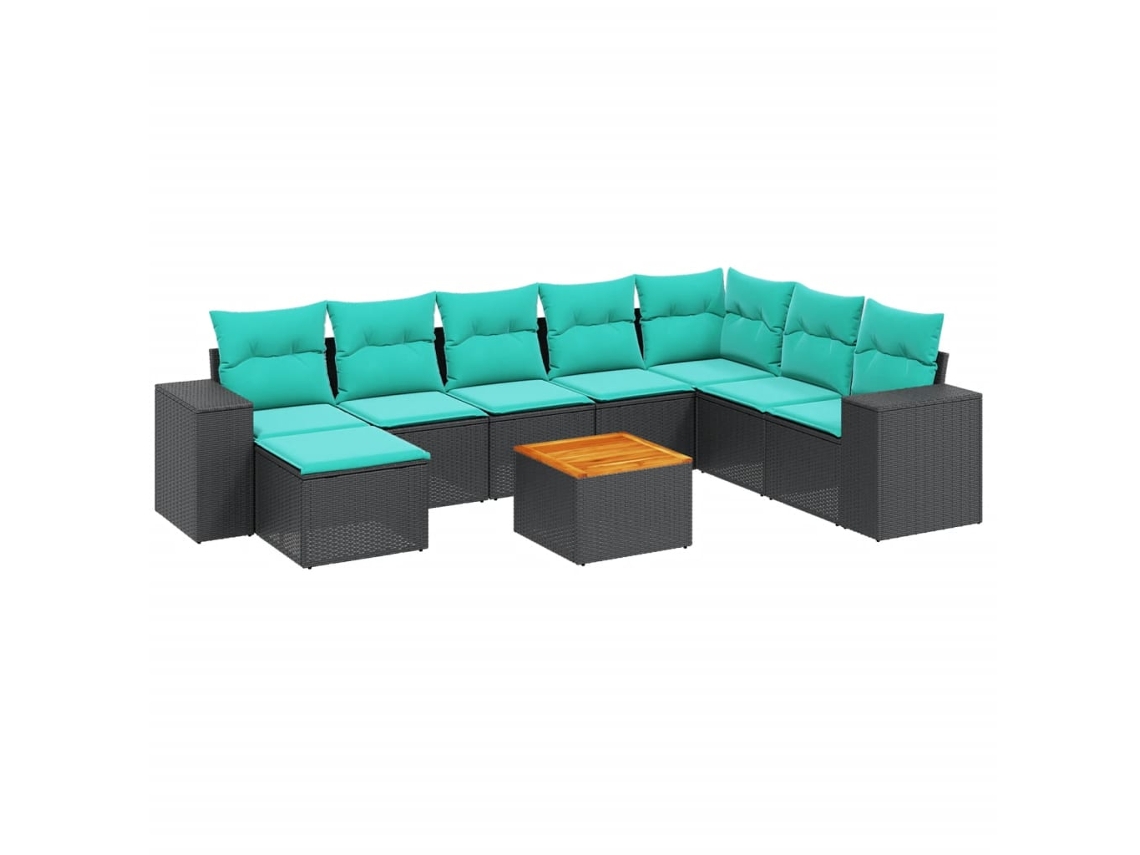 Conjunto de Sofá de Jardim, 5 Peças, Almofadas, Rattan Preto MAISON EXCLUSIVE