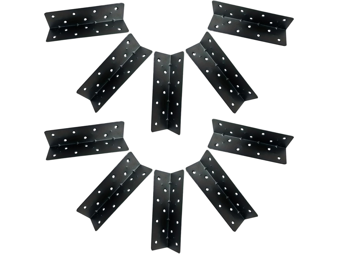 Hemobllo Conjunto De 10-conectores Canto Em Aço Carbono Preto Para Móveis Suporte Reforço 90-graus Design Moderno E