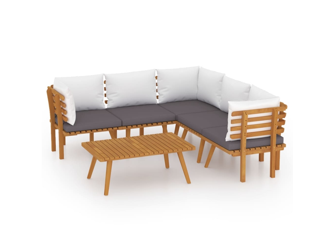 Maison Exclusive - 6 Pcs Conjunto Lounge De Jardim C/ Almofadões Acácia Maciça