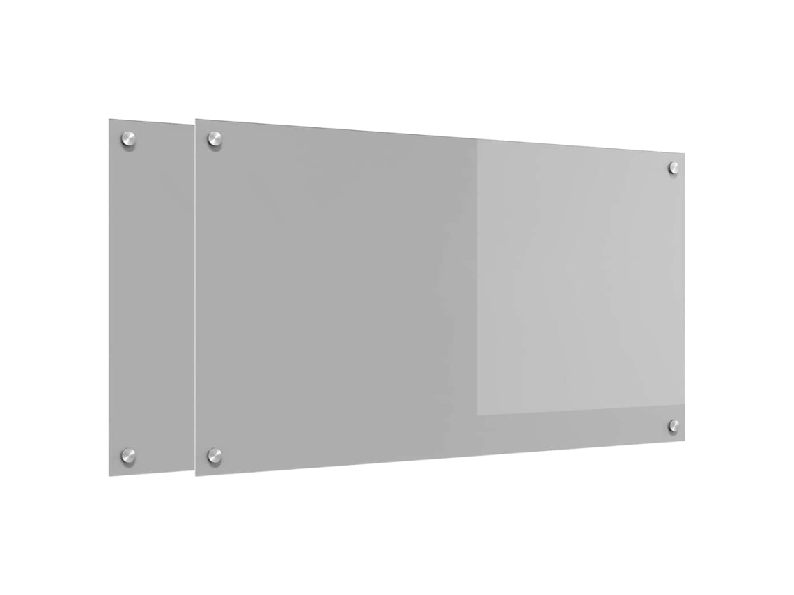 Conjunto 2 Backsplash De Vidro Temperado Para Cozinha Vidaxl Cinzento Claro Vidro Temperado