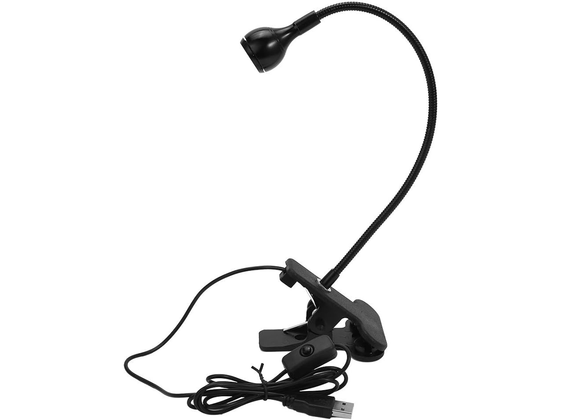 Luminária De Leitura Led Com Clipe, Usb Haste Flexível, Luz Mesa