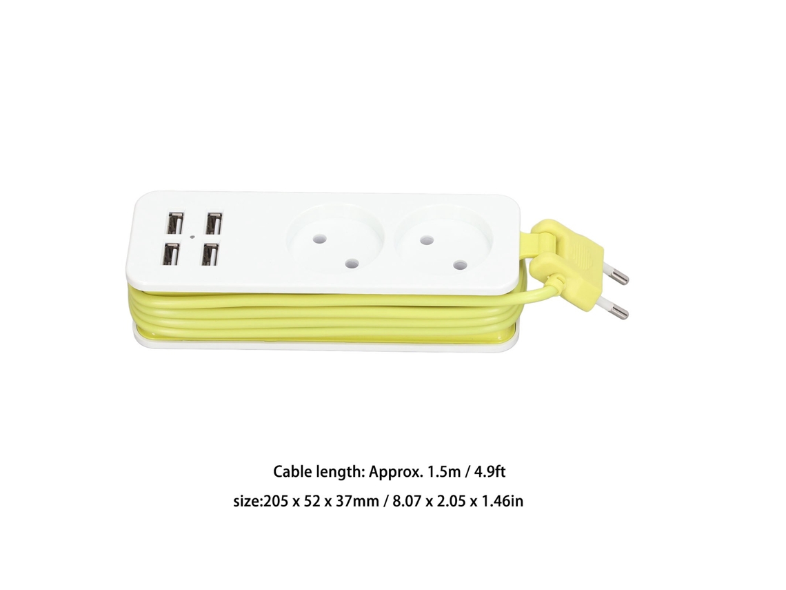 Laxiscreed Rainha De Escada Com 2 Tomadas Redondas E 4 Portas Usb Para Carregamento Rápido