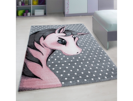 Kids Unicórnio Tapete Infantil Pelo Curto Retangular 160x230cm Rosa