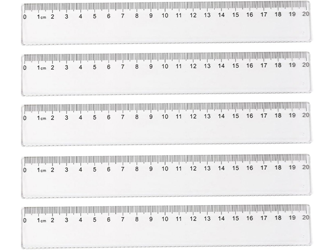 Conjunto De 5 Réguas Escolares Primárias 15cm E 20cm, Pequenas Réguas Transparentes, Ferramentas De Medição Retas Para