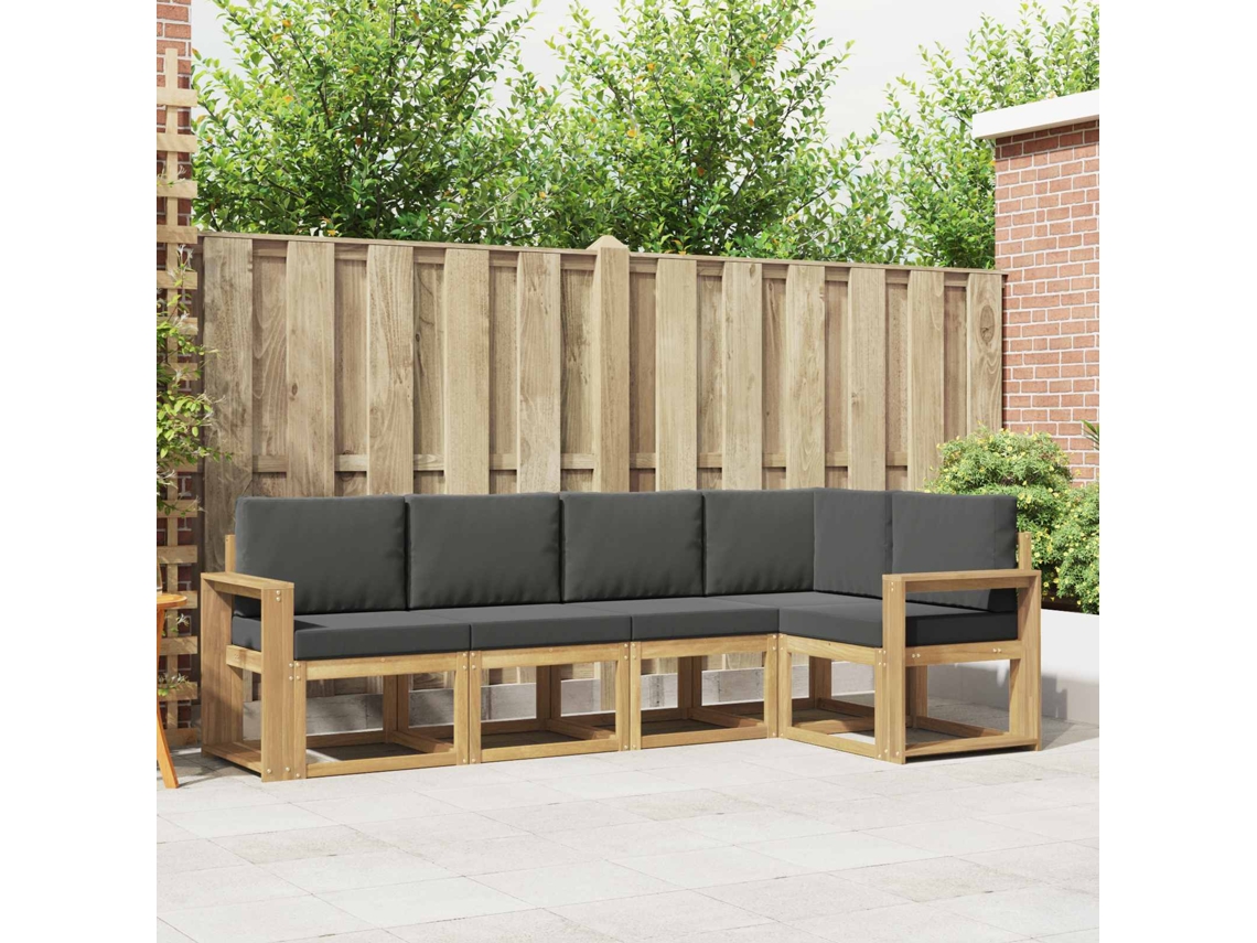Vidaxl Conjunto De Sofás Para Exterior 5 Unid. Branco E Antracite
