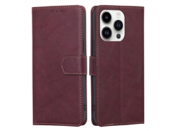 Capa Quedas Bloqueio Rfid Para Iphone 15 Pro Pele Sintética Vermelho
