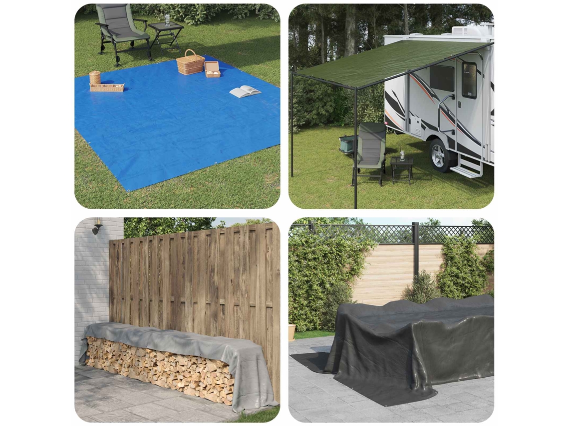 Vidaxl Lona Com Olhais Azul 3 X 5 M 180 Gsm Pe
