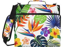 Pasta de 3 Argolas Summer Tropical Iris com Zíper, Alça Ombro e Mão Bolsa Organizadora Vários Bolsos para Ma