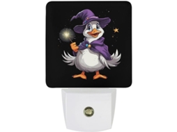 Luminária noturna LED em forma de bruxa ganso com sensor crepuscular.