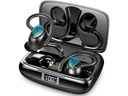 Lurelia Auscultadores Desportivos Bluetooth 5.3 Sem Fios 48h Visor Led Ipx7 Microfone Enc Cancelamento De Ruído Hi-fi Graves Profundos Com Ganchos