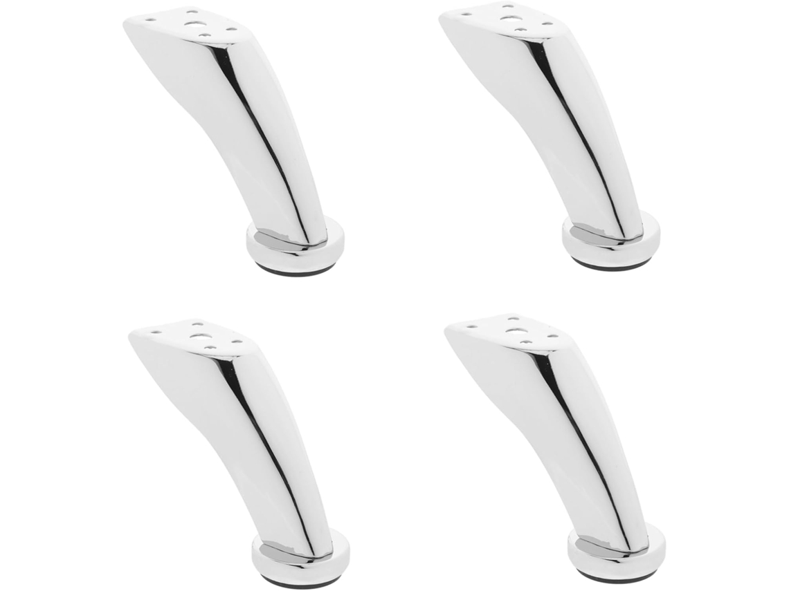 Conjunto De 4 Pés Metal Cromados Para Móveis, 9cm De Altura, Ideais Para Sofás, Bancos, Armários E Mesas Perfeitos Para