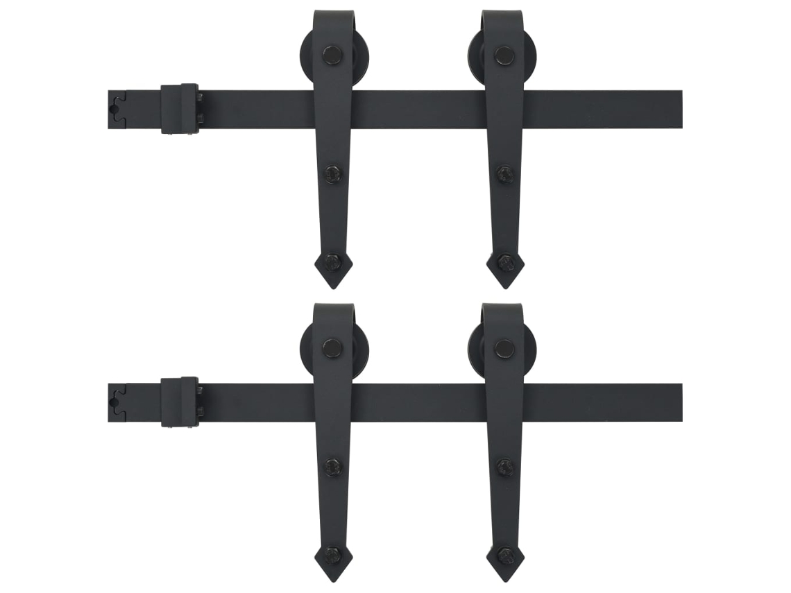 vidaXL Kits de ferragens para porta deslizante 2 pcs 200 cm aço preto