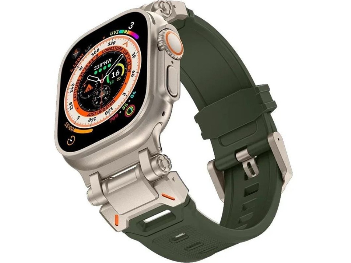 Pulseira ORYSIN Flexisteel para Apple Watch Series 5 44mm na cor verde, com design resistente e elegante.