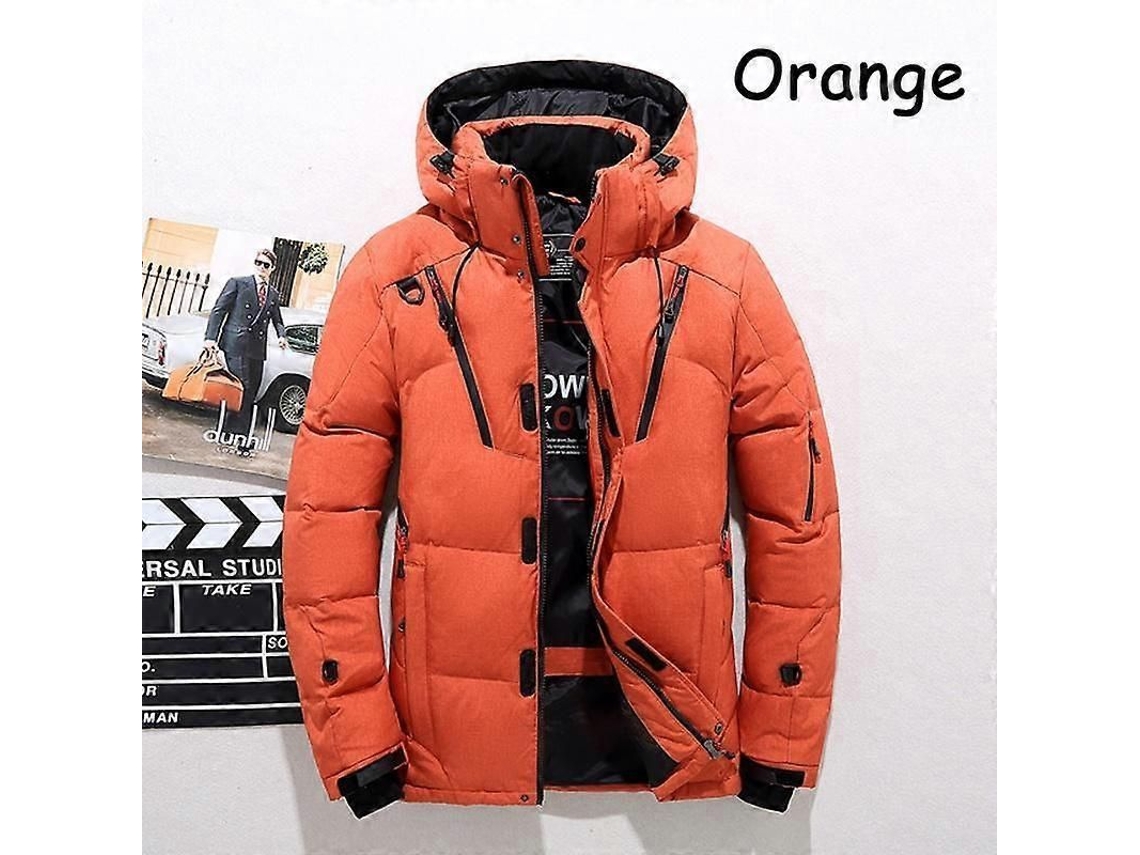 Jaqueta Casual Masculina Com Capuz Detachável, Pluma De Pato Branco, Tamanhos M-4xl Laranja