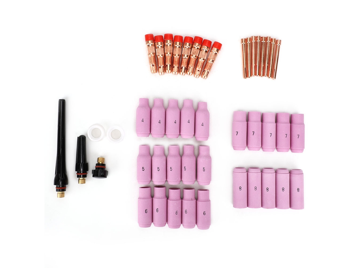 46 Peças De Acessórios Para Pistola De Soldadura Wp-17/18/26: Bocal Cerâmico, Cone, Corpo De Cone (0.040in, 1/16in, 3/32in, 1/8in)